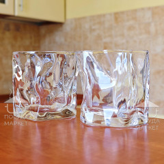 Набор 6 шт мятый стаканов 240 мл для виски/напитков/воды Rock, прозрачный фигурный стакан