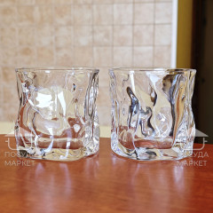 Набор 6 шт мятый стаканов 240 мл для виски/напитков/воды Rock, прозрачный фигурный стакан