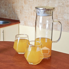 Набір 6 прозорих шестикутних склянок 330 мл Atlant