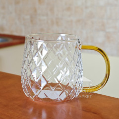 Прозрачная стеклянная чашка 350 мл Rhombus с текстурированным рельефом ромба
