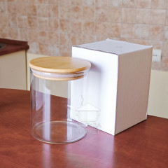 Стеклянная банка 750 мл Tower с бамбуковой крышкой, кухонная банка для хранения сыпучих продуктов