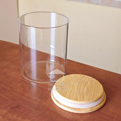 Стеклянная банка 750 мл Tower с бамбуковой крышкой, кухонная банка для хранения сыпучих продуктов