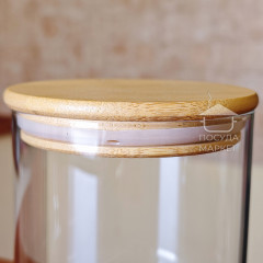 Стеклянная банка 750 мл Tower с бамбуковой крышкой, кухонная банка для хранения сыпучих продуктов