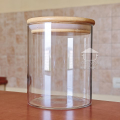 Стеклянная банка 750 мл Tower с бамбуковой крышкой, кухонная банка для хранения сыпучих продуктов