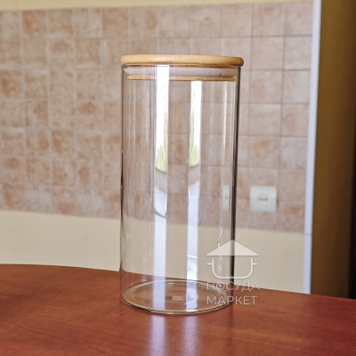 Стеклянная банка 1,4 л Tower с бамбуковой крышкой, кухонная банка для хранения сыпучих продуктов