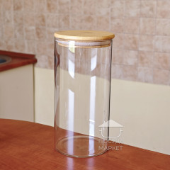 Стеклянная банка 1,4 л Tower с бамбуковой крышкой, кухонная банка для хранения сыпучих продуктов