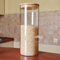 Стеклянная банка 1,7 л Tower с бамбуковой крышкой, кухонная банка для хранения сыпучих продуктов