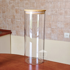 Стеклянная банка 1,7 л Tower с бамбуковой крышкой, кухонная банка для хранения сыпучих продуктов