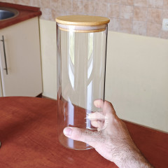 Стеклянная банка 1,7 л Tower с бамбуковой крышкой, кухонная банка для хранения сыпучих продуктов