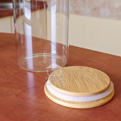 Стеклянная банка 1,7 л Tower с бамбуковой крышкой, кухонная банка для хранения сыпучих продуктов