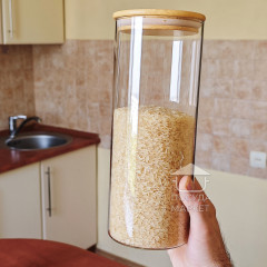 Стеклянная банка 1,7 л Tower с бамбуковой крышкой, кухонная банка для хранения сыпучих продуктов