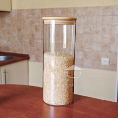 Стеклянная банка 1,7 л Tower с бамбуковой крышкой, кухонная банка для хранения сыпучих продуктов