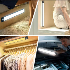 Мощный беспроводной аккумуляторный светильник 50 см PRO 2000 мАч (двойной аккумулятор) с датчиком движения, на магните/ черный корпус