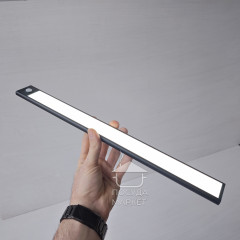 Мощный беспроводной аккумуляторный светильник 40 см PRO 1200 мАч с датчиком движения на магните, на кухню, лестницу, коридор, спальню, шкаф/ черный корпус