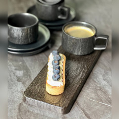 Чайный сервиз (набор) 4 чашки 190 мл + блюдца из керамики Black Obelisk в матовом стиле