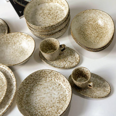 Кофейный сервиз (набор) 6 чашек 190 мл + блюдца из керамики для американо Нормандия, коричневый