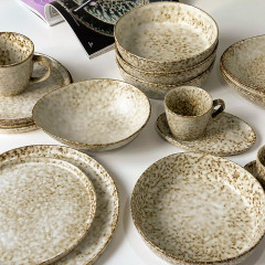 Кофейный сервиз (набор) 6 чашек 190 мл + блюдца из керамики для американо Нормандия, коричневый