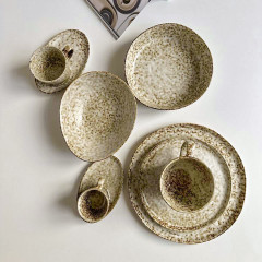 Кофейный сервиз (набор) 6 чашек 190 мл + блюдца из керамики для американо Нормандия, коричневый