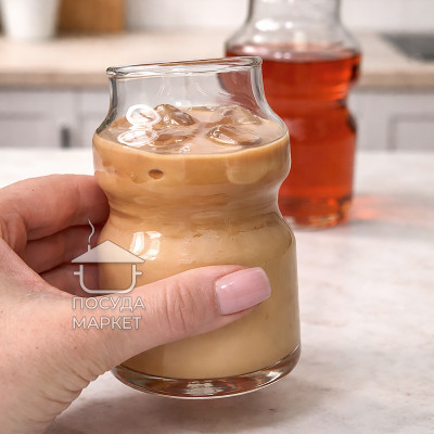 Фігурна склянка для коктейлів 250 мл Pharisee, скляний прозорий незвичайний фігурний стакан для напоїв