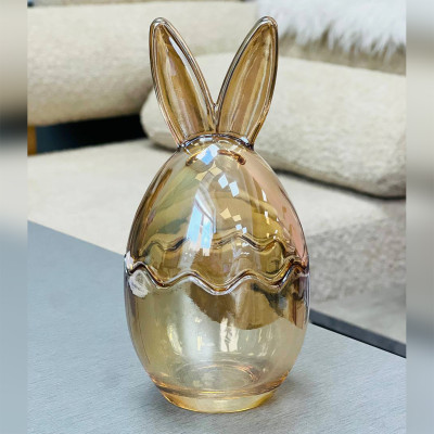 Цукорниця-цукерниця скляна 17x 8,5 см Зайчик, коричневе скло
