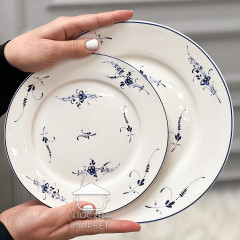 Тарілка десертна порцелянова 20 см біла з орнаментом Balaton 