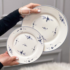 Тарілка десертна порцелянова 20 см біла з орнаментом Balaton 