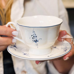 Набір (сервіз) 6 чашок 200 мл з блюдцями Balaton, порцеляна, білий з орнаментом