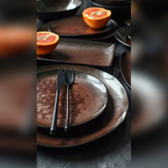 Кавовий сервіз (набір) 6 чашок 190 мл + блюдця з кераміки для американо Koper чорно-коричневого кольору