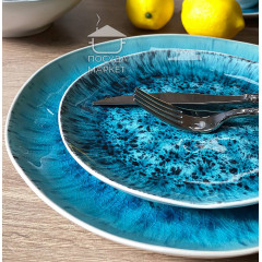 Кавовий сервіз (набір) Scandium 100 мл 4 чашки із блюдцями блакитного кольору, білі зовні