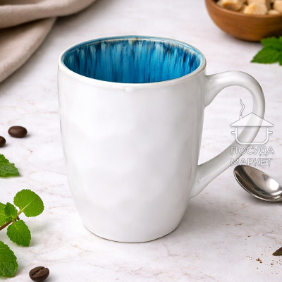 Кружка (чашка) 350 мл керамічна Scandium блакитного кольору, біла зовні Кружка (чашка) 350 мл керамічна Scandium блакитного кольору, біла зовні