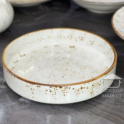 Салатник круглий 20 см Old Bavaria 800 мл, молочного кольору, з коричневою окантовкою та вкрапленнями Салатник круглий 20 см Old Bavaria 800 мл, молочного кольору, з коричневою окантовкою та вкрапленнями