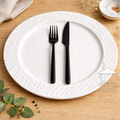 Тарілка обідня кругла 26,5 см White Obelisk, біла, з рельєфним бортом