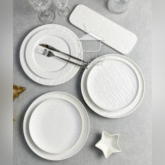 Тарілка обідня кругла 26,5 см White Obelisk, біла, з рельєфним бортом