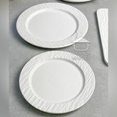 Тарілка обідня кругла 26,5 см White Obelisk, біла, з рельєфним бортом