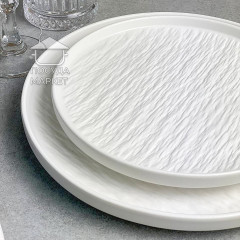 Тарілка обідня кругла 26,5 см White Obelisk, біла, з рельєфним бортом