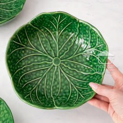 Салатник керамічний 20х6 см Leaf Bowl, 600 мл, глянцевий, зелений, у формі листя