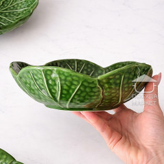 Салатник керамічний 20х6 см Leaf Bowl, 600 мл, глянцевий, зелений, у формі листя