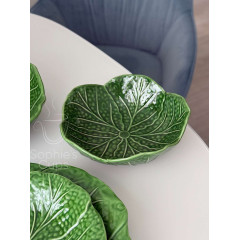 Салатник керамічний 20х6 см Leaf Bowl, 600 мл, глянцевий, зелений, у формі листя