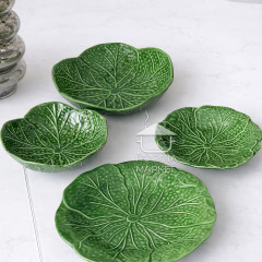 Салатник керамічний 20х6 см Leaf Bowl, 600 мл, глянцевий, зелений, у формі листя