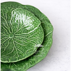 Салатник керамічний 26х4 см Leaf Bowl, глянцевий, зелений, у формі листя