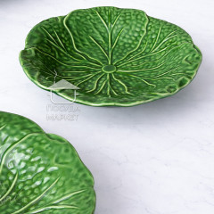 Салатник керамічний 26х4 см Leaf Bowl, глянцевий, зелений, у формі листя
