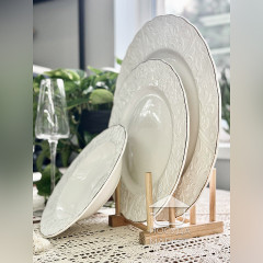 Набір (сервіз) 6 чашок 200 мл з блюдцями Ivory Elegance, порцеляна, рельєфний візерунок, колір слонової кістки