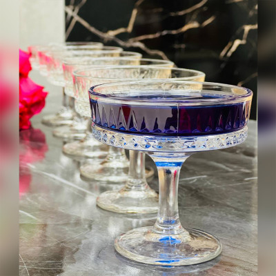 Набор 6 бокалов для мартини Delight 195 мл, прозрачное граненное стекло, коктейльные бокалы на ножке