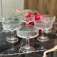 Набор 6 бокалов для мартини "Delight 2" 195 мл, прозрачное граненное стекло, коктейльные бокалы на ножке