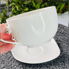 Чашка з квадратним блюдцем Summer 350 мл, кераміка, біла