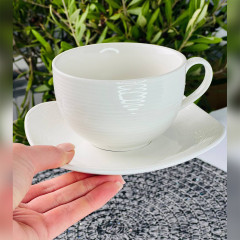 Чашка з квадратним блюдцем Summer 350 мл, кераміка, біла