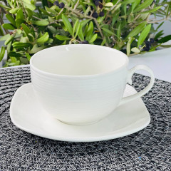 Чашка з квадратним блюдцем Summer 350 мл, кераміка, біла