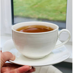 Чашка з квадратним блюдцем Summer 350 мл, кераміка, біла