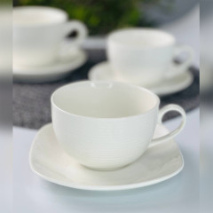 Чашка з квадратним блюдцем Summer 350 мл, кераміка, біла