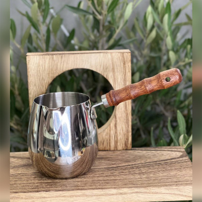 Турка для кави Sidamo Wood 300 мл, сталева з дерев’яною ручкою